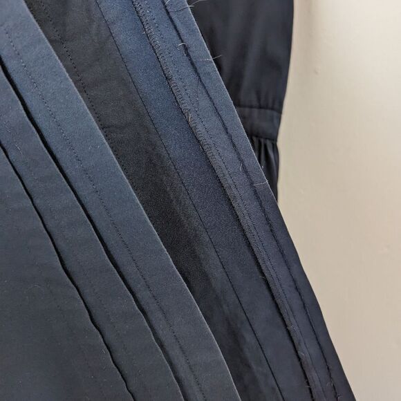 Prada navy blue ruffle stretch cotton square neck sleeveless mini dress - Picture 4 of 5